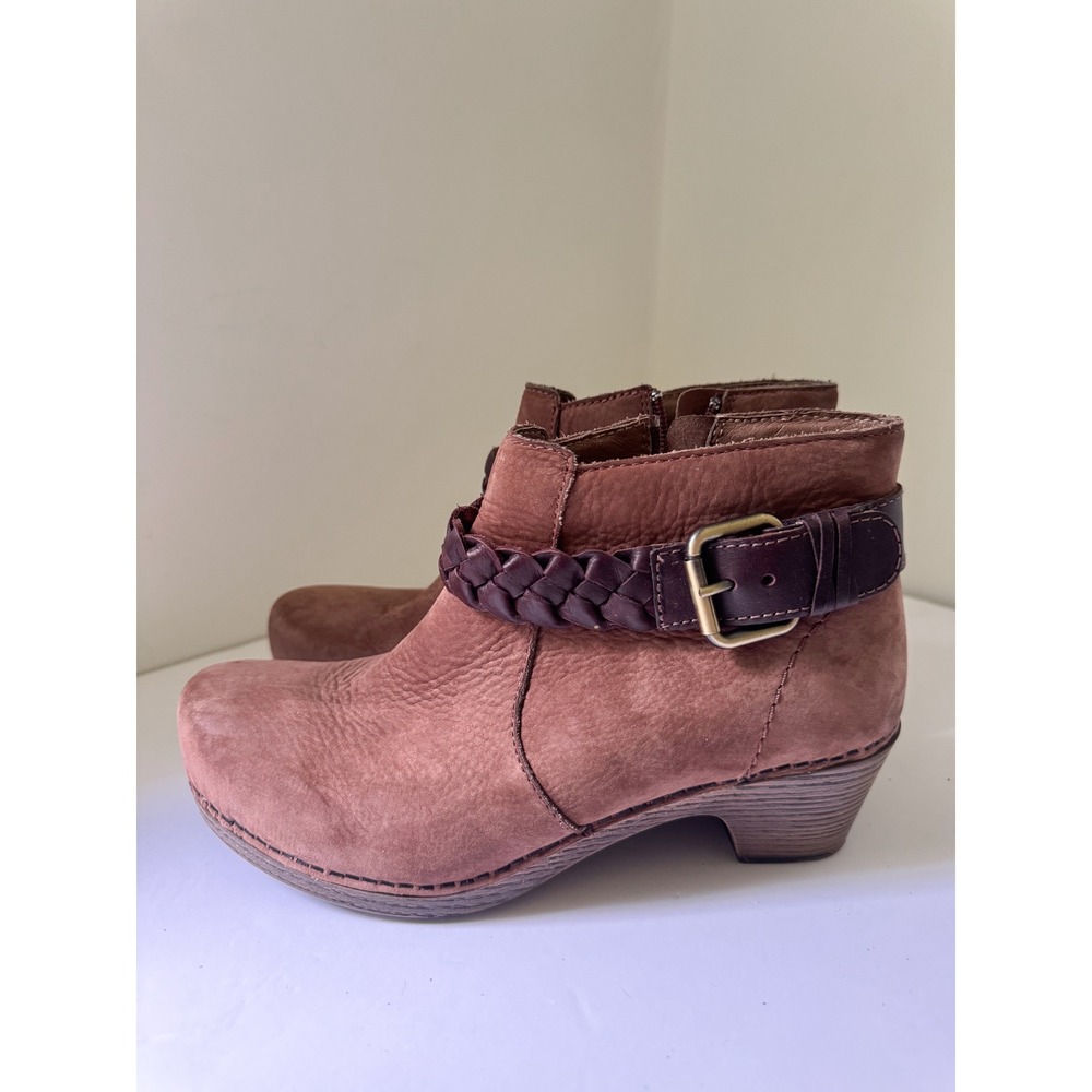 Dansko Brown Leather Braided Strap Ankle Boot Whimsigoth Granola EU37 US 6.5-7